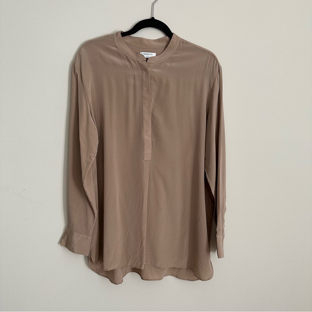 Babaton Notion Half Button Down Silk Tunic Blouse… - image 2